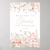 妖精とワイルドフラワー誕生日ウェルカムサイン ポスター (正面)