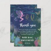 妖精と友人バタフライグリッターベビーシャワー サンキューカード (正面/裏面)