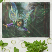 妖精と城のファンタジーアート キッチンタオル (折り畳み)