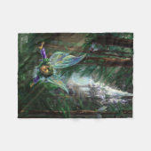 妖精と城の幻想芸術 フリースブランケット (正面(横))