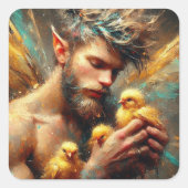 妖精と彼のバフ・チックス スクエアシール (正面)