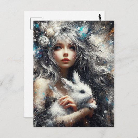 妖精と彼女のウサギ ポストカード (正面/裏面)