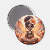 妖精と彼女の子犬 – オレンジ色の磁石 マグネット (正面/裏面)