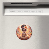 妖精と彼女の子犬 – オレンジ色の磁石 マグネット (インサイチュ (食洗機))