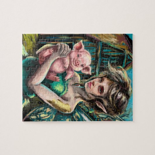 妖精と彼女の子豚の農場 ジグソーパズル (横)