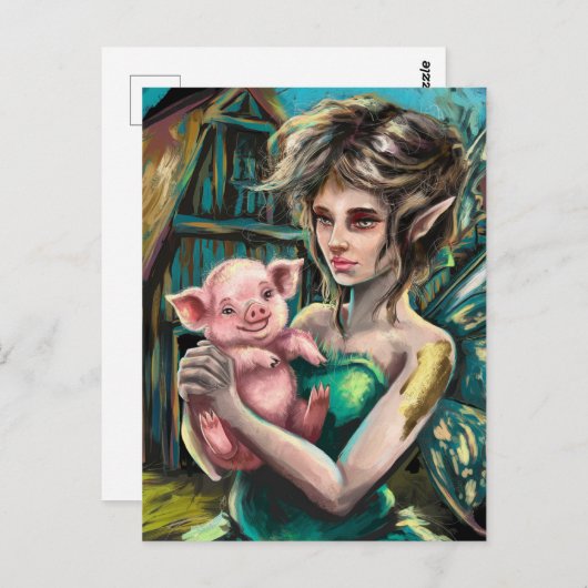 妖精と彼女の子豚の農場 ポストカード (正面/裏面)