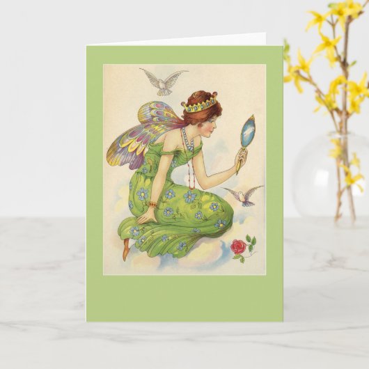 妖精と彼女の鏡 カード (黄色い花)