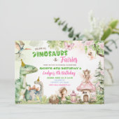 妖精と恐竜の共同ボーイアンドガール誕生日 招待状 (スタンド正面)