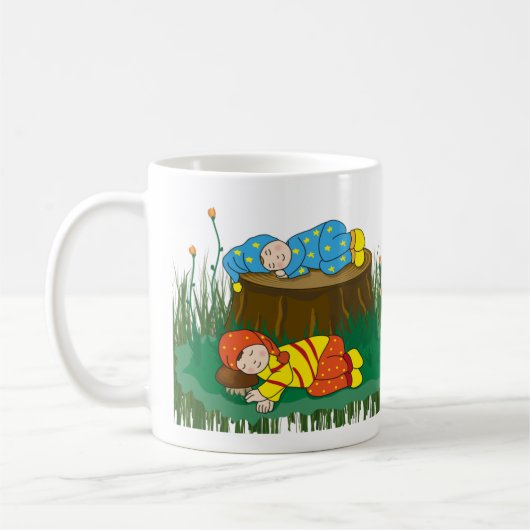 妖精と森の中で眠る子供たち コーヒーマグカップ (左)