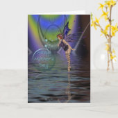 妖精と水の上に泡を持つ母の日のカード カード (黄色い花)