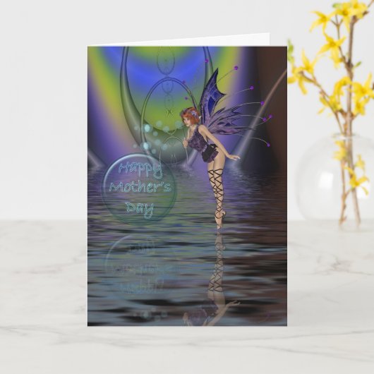 妖精と水の上に泡を持つ母の日のカード カード