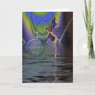 妖精と水の上に泡を持つ母の日のカード カード