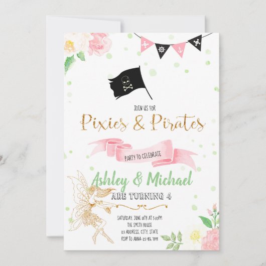 妖精と海賊のパーティー招待状 招待状 (正面)