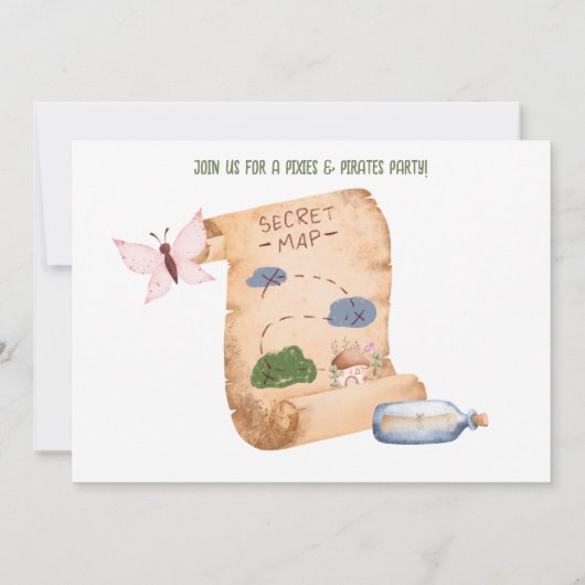 妖精と海賊をテーマにしたパーティーの招待状 招待状 (裏面)