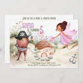 妖精と海賊をテーマにしたパーティーの招待状 招待状 (正面/裏面)