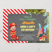 妖精と消防士の合同パーティー招待状 招待状 (正面/裏面)