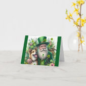 妖精と犬のグリーティングカード カード (黄色い花)
