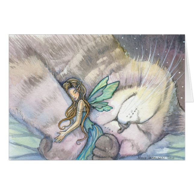妖精と猫のカードを抱きしめて (正面横)