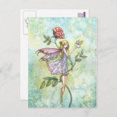 妖精と翼の少ないバニーファンタジーアート ポストカード (正面/裏面)