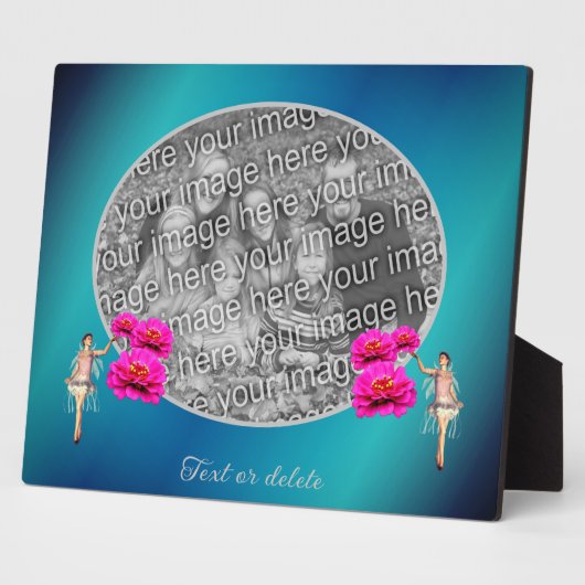 妖精と花あなたパーソナライズされた自身の写真を追加 フォトプラーク (側面)
