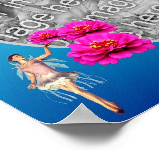 妖精と花のフレーム独自の写真を作成 ポスター (角)