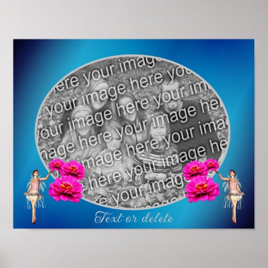 妖精と花のフレーム独自の写真を作成 ポスター (正面)