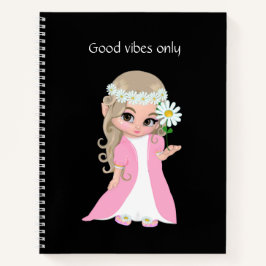 妖精と花のブラック背景 ノートブック