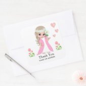 妖精と花の感謝ステッカー スクエアシール (封筒)