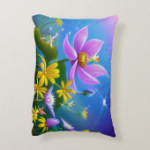 妖精と花の編集可能な名前 アクセントクッション (裏面(縦))