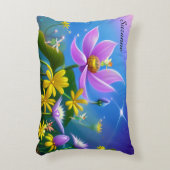 妖精と花の編集可能な名前 アクセントクッション (正面(垂直))