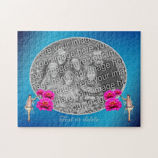 妖精と花パーソナライズされたあなたの写真を追加 ジグソーパズル (横)