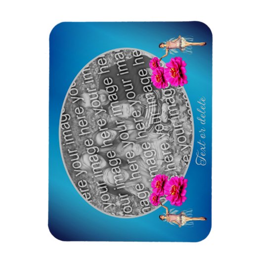 妖精と花パーソナライズされたあなたの写真を追加 マグネット (縦)