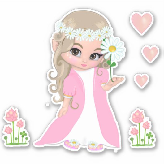 妖精と花 シール (正面)