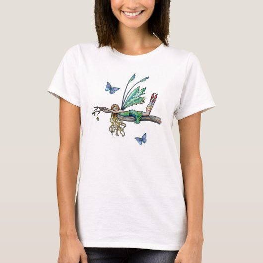 妖精と蝶々のレディースタンクトップ Tシャツ (正面)