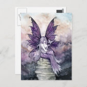 妖精と蝶のはがきを手放す ポストカード (正面/裏面)