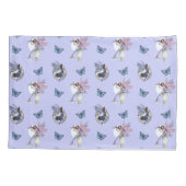 妖精と蝶のパターンがペリウィンクルに 枕カバー (裏面-左)