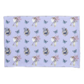 妖精と蝶のパターンがペリウィンクルに 枕カバー (正面左)