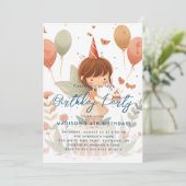 妖精と風船の子供の誕生日パーティー 招待状 (スタンド正面)