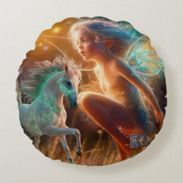 妖精と馬 ラウンドクッション