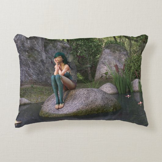 妖精と魅惑の池のアクセント枕 アクセントクッション (正面)
