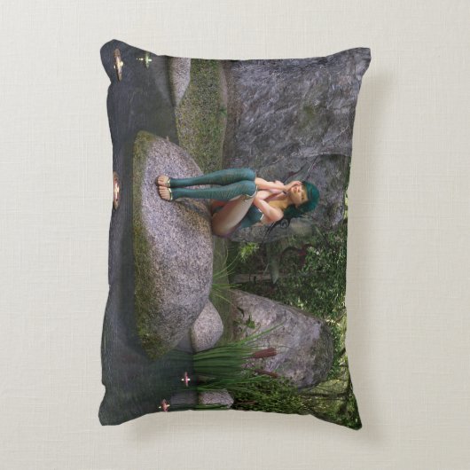 妖精と魅惑の池のアクセント枕 アクセントクッション (裏面(縦))