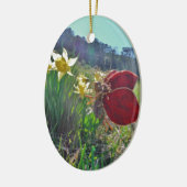 妖精と黄色の花 セラミックオーナメント (左)