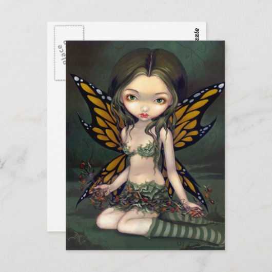「妖精に花を干したもの」はがき ポストカード (正面/裏面)