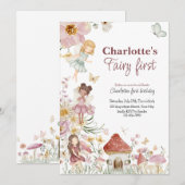 妖精のいる幻想的な誕生日招待状 招待状 (正面/裏面)