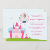 妖精のお城の誕生日パーティーの招待 招待状 (正面/裏面)