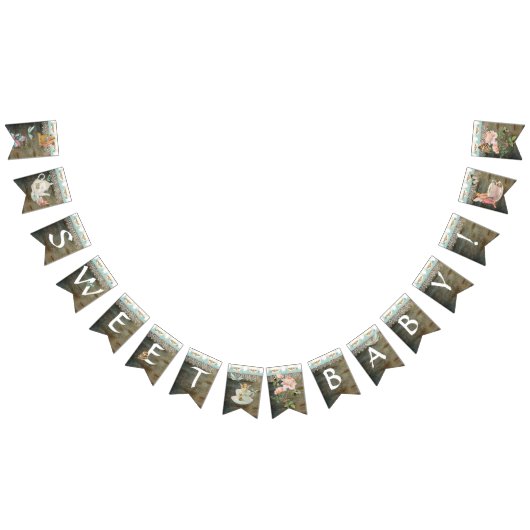 妖精のお茶会の女の子の甘いベビーシャワーの納屋木 バンティングフラッグ (全)