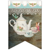 妖精のお茶会の女の子の甘いベビーシャワーの納屋木 バンティングフラッグ (第2の旗)