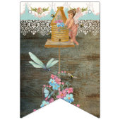 妖精のお茶会の女の子の甘いベビーシャワーの納屋木 バンティングフラッグ (第1の旗)