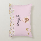 妖精のかわいいガーデン魔法の名パーソナライズされた前 アクセントクッション (正面(垂直))