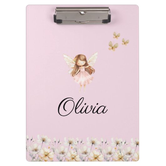 妖精のかわいいガーデン魔法の名パーソナライズされた前 クリップボード (正面)